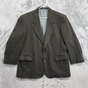 Gianfranco Ruffini Sport Coat Mens S44 Green Black Houndstooth Cashmere Blend‎